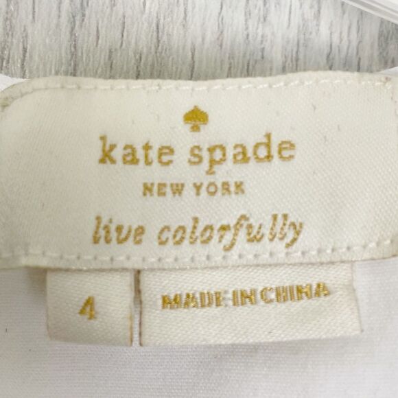 Kate Spade | White V-Neck Ruffle Peplum Sleeveless Blouse Size 4 - Picture 13 of 13